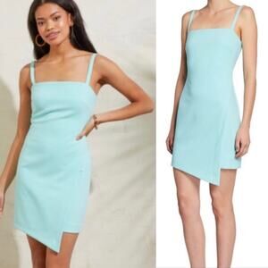 Likely Teal Blue Mini Dress Sz 8 Asymmetrical Hem
